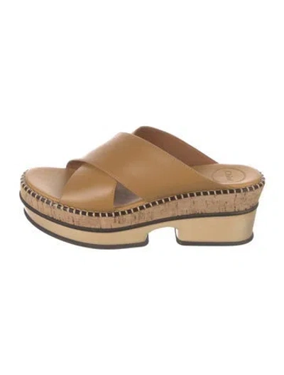 Pre-owned Chloé Leather Slides In Neutral