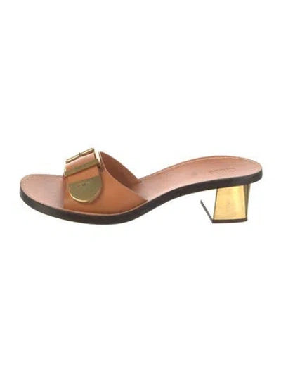 Pre-owned Chloé Leather Slides In Neutral