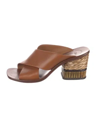 Pre-owned Chloé Leather Slides In Neutrals
