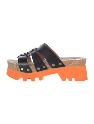Pre-owned Chloé Leather Slides In Orange