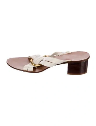 Pre-owned Chloé Leather Slides In White