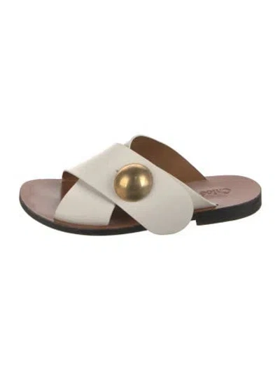 Pre-owned Chloé Leather Slides In White