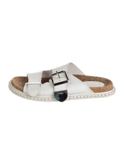 Pre-owned Chloé Leather Slides In White