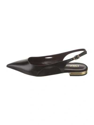 Pre-owned Chloé Leather Slingback Flats In Brown