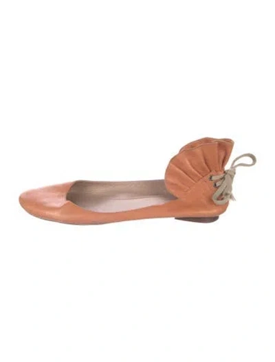 Pre-owned Chloé Leather Slingback Flats In Brown