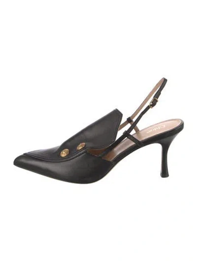 Pre-owned Chloé Leather Slingback Pumps In Black