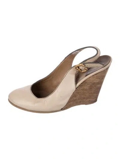 Pre-owned Chloé Leather Slingback Pumps In Neutral