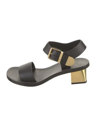 Pre-owned Chloé Leather Slingback Sandals In Black