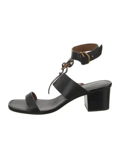 Pre-owned Chloé Leather Slingback Sandals In Black