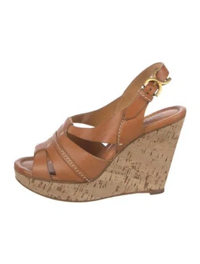 Pre-owned Chloé Leather Slingback Sandals In Brown