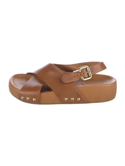 Pre-owned Chloé Leather Slingback Sandals In Brown