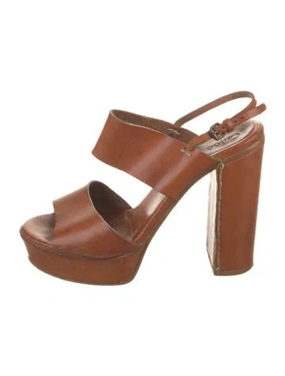 Pre-owned Chloé Leather Slingback Sandals In Brown