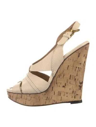 Pre-owned Chloé Leather Slingback Sandals In Neutral