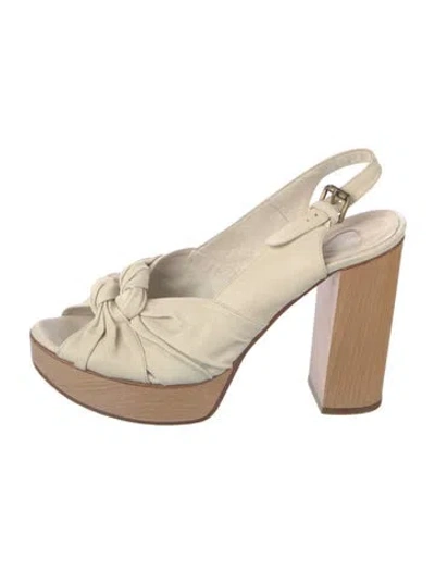 Pre-owned Chloé Leather Slingback Sandals In Neutral