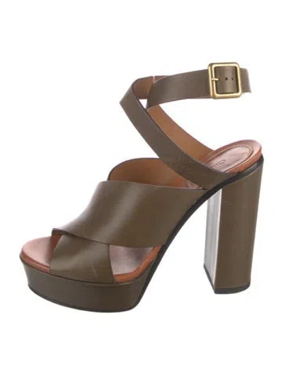Pre-owned Chloé Leather Slingback Sandals In Neutral