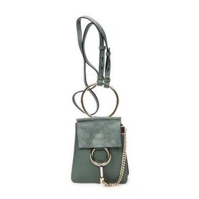 Pre-owned Chloé Leather Small Faye Bracelet Bag, Small In Green