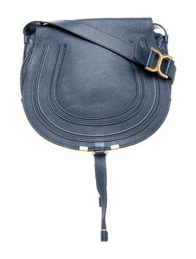 Pre-owned Chloé Leather Small Marcie Leather Crossbody Bag Small In Blue