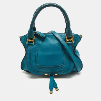 Chloé Leather Small Marcie Satchel In Blue