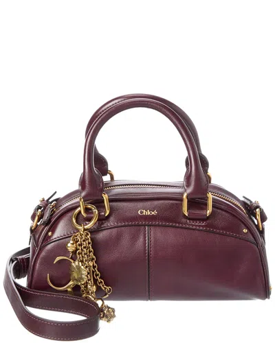 Chloé Leather Small Shoulder Bag In Burgundy