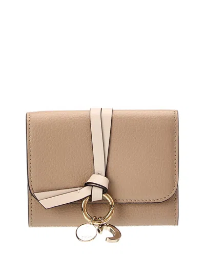 Chloé Leather Small Wallet In Sand