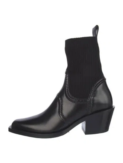 Pre-owned Chloé Leather Sock Boots In Black