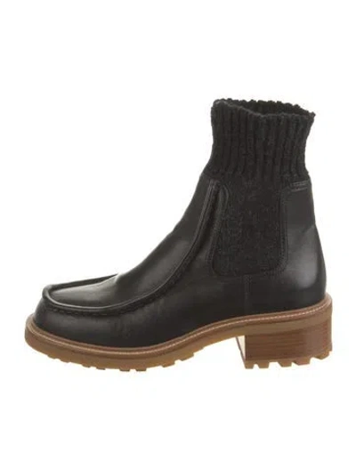 Pre-owned Chloé Leather Sock Boots In Black