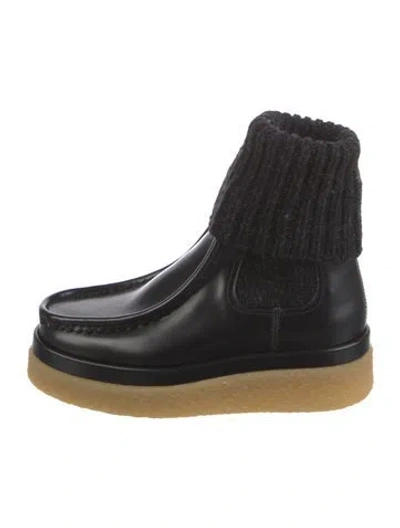 Pre-owned Chloé Leather Sock Boots In Black