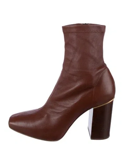 Pre-owned Chloé Leather Sock Boots In Brown