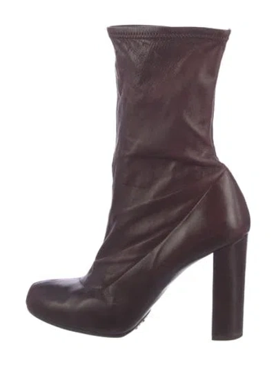 Pre-owned Chloé Leather Sock Boots In Burgundy