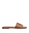 Chloé Flower Leather Flat Sandals Open Toe In Brown
