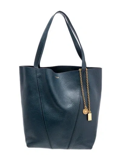 Pre-owned Chloé Leather Spin Medium In Blue