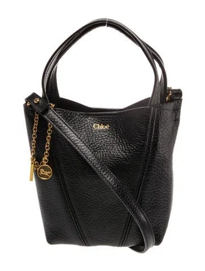 Pre-owned Chloé Leather Spin Small W/ Tags In Black