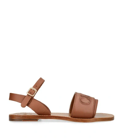 Chloé Leather Stellar Sandals In Brown