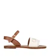 Chloé Girl's Logo Embossed Calf Leather Sandals, Toddlers/kids In Ivory