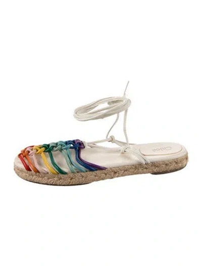 Pre-owned Chloé Leather Striped Espadrilles In Neutral
