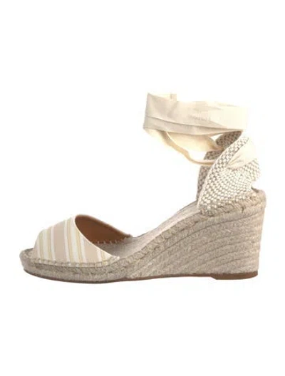 Pre-owned Chloé Leather Striped Espadrilles In Neutral