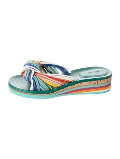 Pre-owned Chloé Leather Striped Slides In Multi