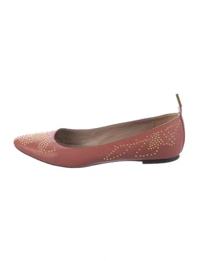 Pre-owned Chloé Leather Studded Accents Ballet Flats In Pink