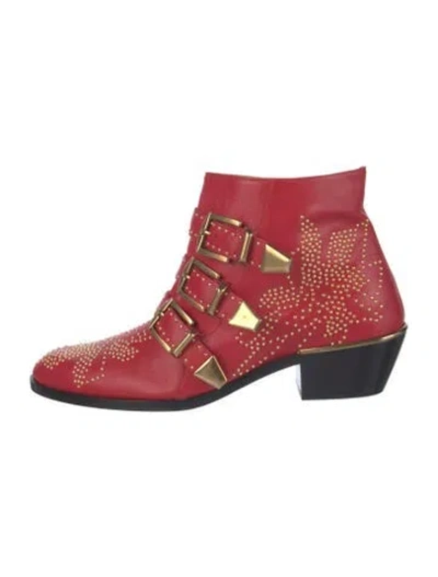 Pre-owned Chloé Leather Studded Accents Boots In Multi