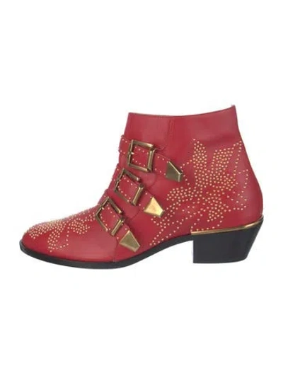 Pre-owned Chloé Leather Studded Accents Boots In Multi