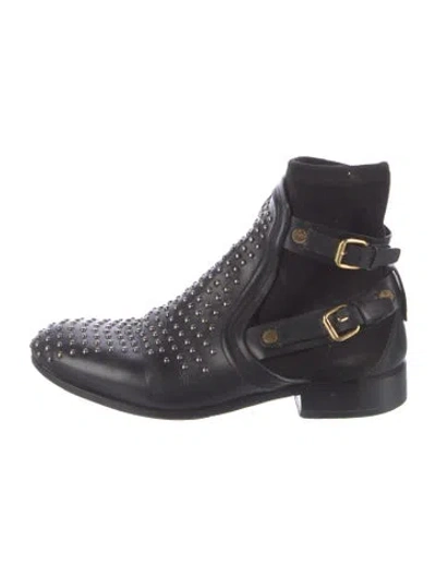 Pre-owned Chloé Leather Studded Accents Combat Boots In Black