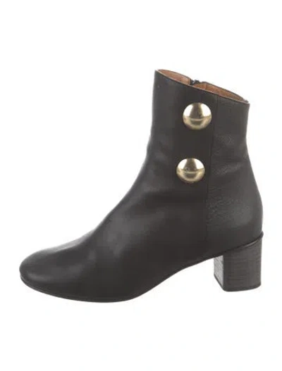 Pre-owned Chloé Leather Studded Accents Moto Boots In Black