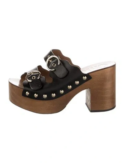 Pre-owned Chloé Leather Studded Accents Mules In Black