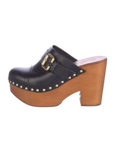 Pre-owned Chloé Leather Studded Accents Mules In Black