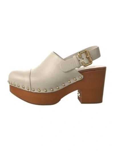 Pre-owned Chloé Leather Studded Accents Pumps In Neutrals