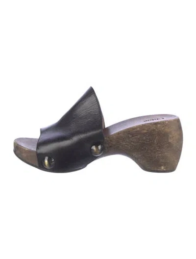 Pre-owned Chloé Leather Studded Accents Slides In Black