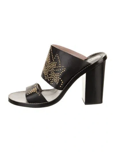 Pre-owned Chloé Leather Studded Accents Slides In Black