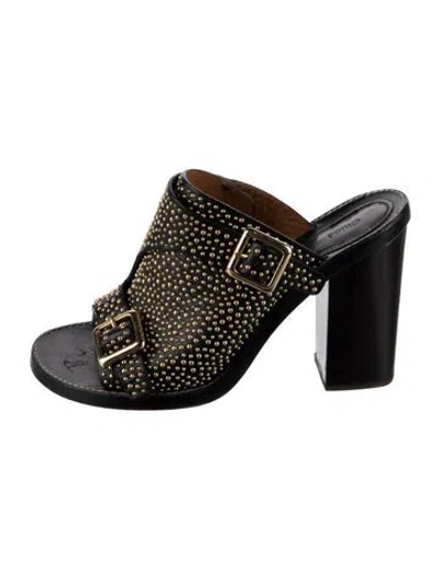 Pre-owned Chloé Leather Studded Accents Slides In Black