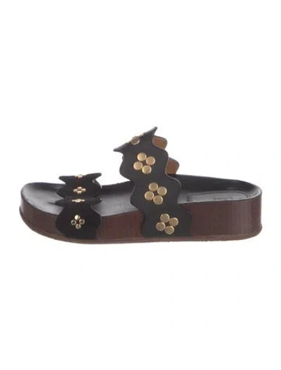 Pre-owned Chloé Leather Studded Accents Slides In Black