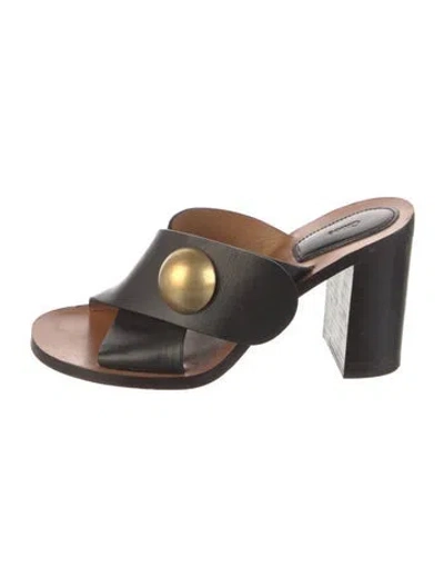 Pre-owned Chloé Leather Studded Accents Slides In Brown